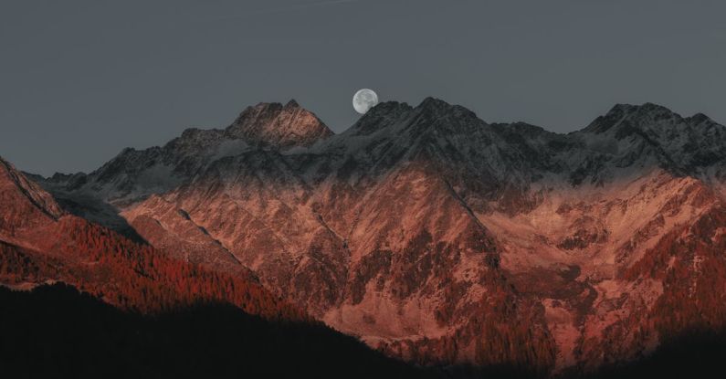 Mountain Ranges - Full Moon Behind Mountains