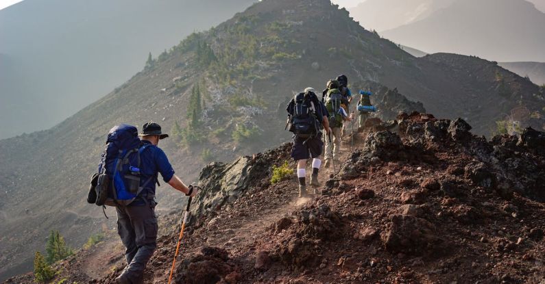 Mountain Climbing - Group of Person Walking in Mountain