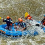 Rafting - Group Of Men Paddling While Inside Inflatable Boat